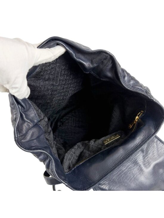 Bottega Veneta Drawstring Backpack Intrecciato Leather Navy main image 3